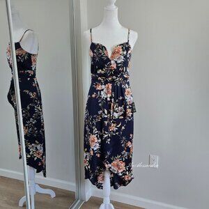 Lulus Navy Floral Midi Dress Small New With Tags My Favorite Day Sweetheart